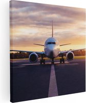 Artaza Peinture Sur Toile Avion Sur La Piste - 50x50 - Photo Sur Toile - Impression Sur Toile