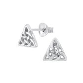 Joy|S - Zilveren 7 mm Keltische driehoek oorbellen