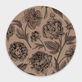 Muurcirkel Taupe Floral ² - Plexiglas - Meerdere Afmetingen & Prijzen