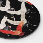 Muurcirkel Kimono with Cranes Round - Plexiglas - Meerdere Afmetingen & Prijzen