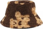 Bucket Hat - Teddy Beer Hoed Nepbont Winter Muts Matching - Bruin