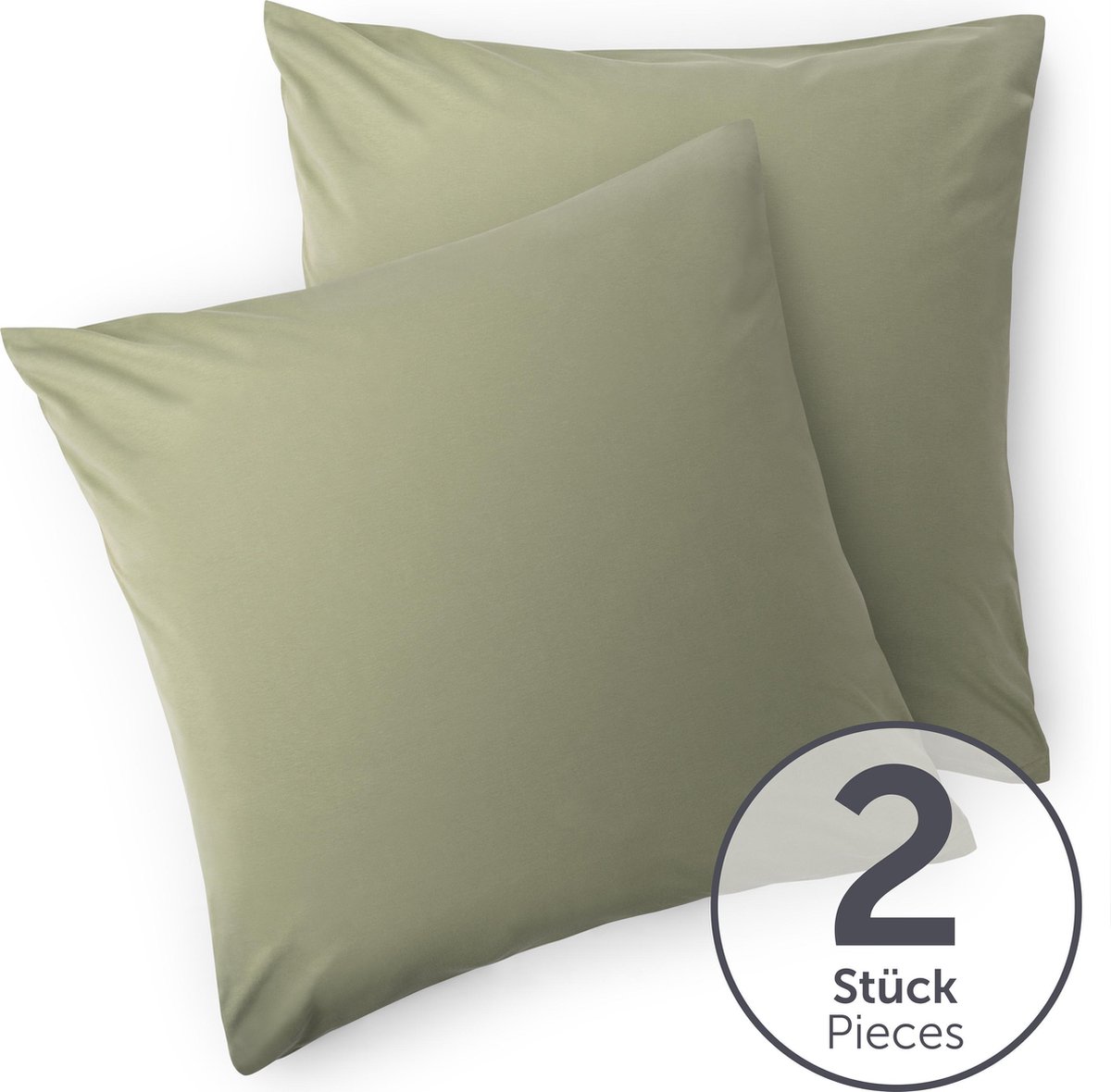 Blumtal - Set Van 2 Kussenslopen - Superzachte Premium Jersey Kussenhoes - 100% Katoen - 50 x 50 cm - Olijfgroen