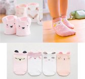 Set 4 paar baby sokken meisjes panda - dieren | 4 pack sokjes 6-18 maanden