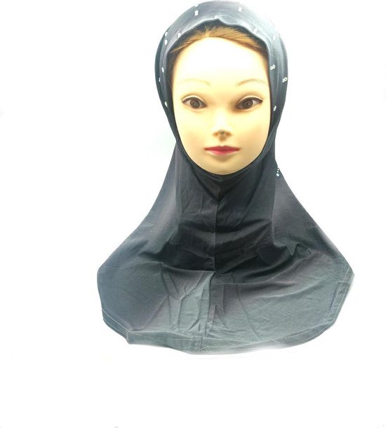 Zwarte hoofddoek met stenen, mooie hijab.