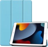 Case2go - Tablet hoes geschikt voor iPad 2021 - 10.2 Inch - Tri-Fold Book Case - Licht Blauw