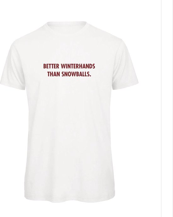 T-shirt Wit S - Better winterhands than snowballs - Bordeaux rood - soBAD. | Foute apres ski outfit | kleding | verkleedkleren | wintersport t-shirt | wintersport dames en heren