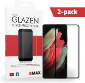 2-pack BMAX Samsung Galaxy S21 Ultra Glazen Screenprotector - Full Cover gehard glas - Beschermglas - Tempered Glass - Glasplaatje - Zwart