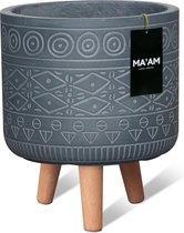 MA'AM Fay - Bloempot op poten - D32xH36 - Grijs - houten pootjes (FSC) - marokaans/bohemian/botanische decoratie