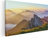 Artaza Canvas Schilderij Zonsopkomst In De Bergen In De Alpen - 100x50 - Groot - Foto Op Canvas - Canvas Print