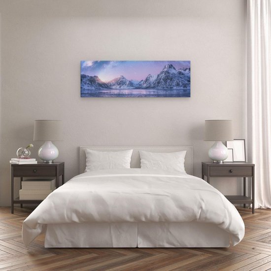 Artaza Peinture sur Toile Voie Lactée Près des Montagnes Enneigées - 120x40 - Groot - Photo sur Toile - Impression sur Toile