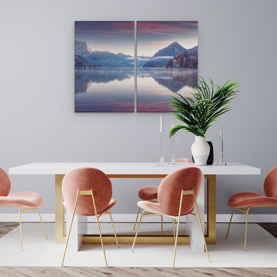 Artaza Peinture Sur Toile Diptyque Lac Dans Les Montagnes - 80x60 - Photo Sur Toile - Impression Sur Toile