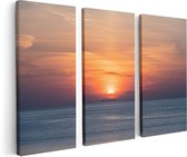 Artaza Canvas Schilderij Drieluik Zonsondergang In De Noordzee - 120x80 - Foto Op Canvas - Canvas Print