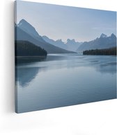Artaza Canvas Schilderij Meer Bij De Bergen In Alberta, Canada - 100x80 - Groot - Foto Op Canvas - Canvas Print