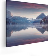 Artaza Canvas Schilderij Meer In De Bergen - 100x80 - Groot - Foto Op Canvas - Canvas Print