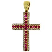 Huiscollectie Gouden Hanger Kruis Robijn