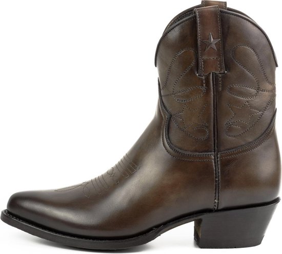 Bottes pour femmes Mayura 2374 Vintage marron foncé / dames Cowboy mode bottines bout pointu talon Western en Cuir véritable taille UE 37