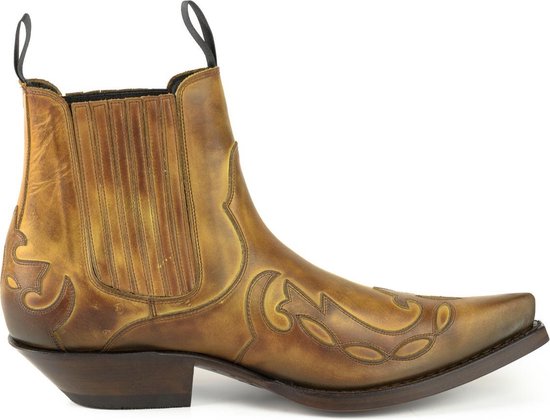 Mayura Boots Austin 1931 Cognac/ Spitse Western Heren Enkellaars Schuine Hak Elastiek Sluiting Vintage Look Maat EU 42