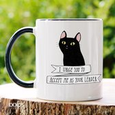 The leader cat - Customized mokken en bekers - mokken met tekst - mokken - bekers - cadeautje - cadeau voor vrouw - cadeau vor man - keramiek servies - cadeautje voor haar - cadeautje voor he