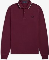 Fred Perry - LS Polo Aubergine Rood M3636 - L - Slim-fit