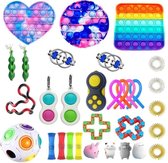 Fidget Set 30+1-Delig - Pop it - Pea Poppers - Simple Dimple + Puzzle Ball GRATIS