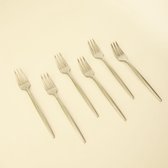 Vastelli Pasticci - RVS Taartvorkjes voor bij de Gebaksbordjes - Luxe Gebaksvorkjes in matte kleur Zilver - Bestekset 6 persoons vorkjes zilver - Set van 6