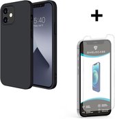 Ceezs telefoonhoesje geschikt voor Apple iPhone 12 / 12 Pro hoesje siliconen - backcover - optimale bescherming - zwart + glazen Screen Protector