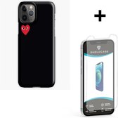 ShieldCase Heart Eyes geschikt voor Apple iPhone 12 / 12 Pro - 6.1 inch hoesje - zwart + glazen Screen Protector