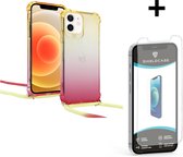 ShieldCase Sunset geschikt voor Apple iPhone 12 / 12 Pro - 6.1 inch hoesje met koord + glazen Screen Protector