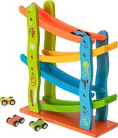 Houten Rollerbaan / Racebaan - Inclusief 4 Auto's - 4 Baandelen