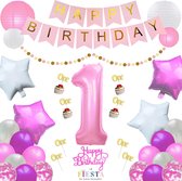 1 Jaar Verjaardag Versiering Jongen - Blauw - Baby Verjaardag Versiering - Kinderverjaardag - LaFiesta®