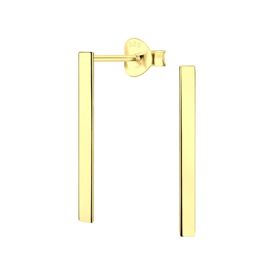 Joy|S - Zilveren Bar/ Staaf oorbellen - 2 x 20 mm - 14k goudplating