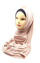 Licht roze hoofddoek, katoen hijab.