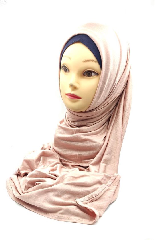 Licht roze hoofddoek, katoen hijab.