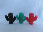 Kaars cactus set van 3, zwart zwarte orchidee, groen appelgeur, rood rozengeur