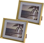 2x stuks kunststof fotolijst goud geschikt voor een foto van 13 x 18 cm