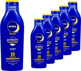 Nivea Zonnemelk Protect & Hydrate - Spf 10 Laag - 6x 200 ml - Voordeelverpakking