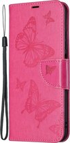 Mobigear Telefoonhoesje geschikt voor POCO M3 Pro Hoesje | Mobigear Butterfly Bookcase Portemonnee | Pasjeshouder voor 2 Pasjes | Telefoonhoesje voor Pinpas / OV Kaart / Rijbewijs - Magenta