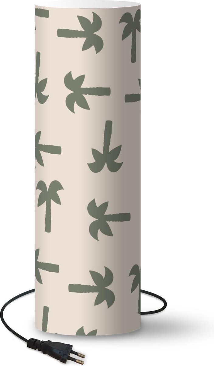 Lamp - Nachtlampje - Tafellamp slaapkamer - Palmboom - Pastel - Patronen - 50 cm hoog - Ø15.9 cm - Inclusief LED lamp