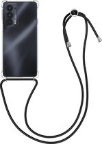 kwmobile telefoonhoesje compatibel met Motorola Edge 20 - Hoesje met koord - Back cover in transparant / zwart
