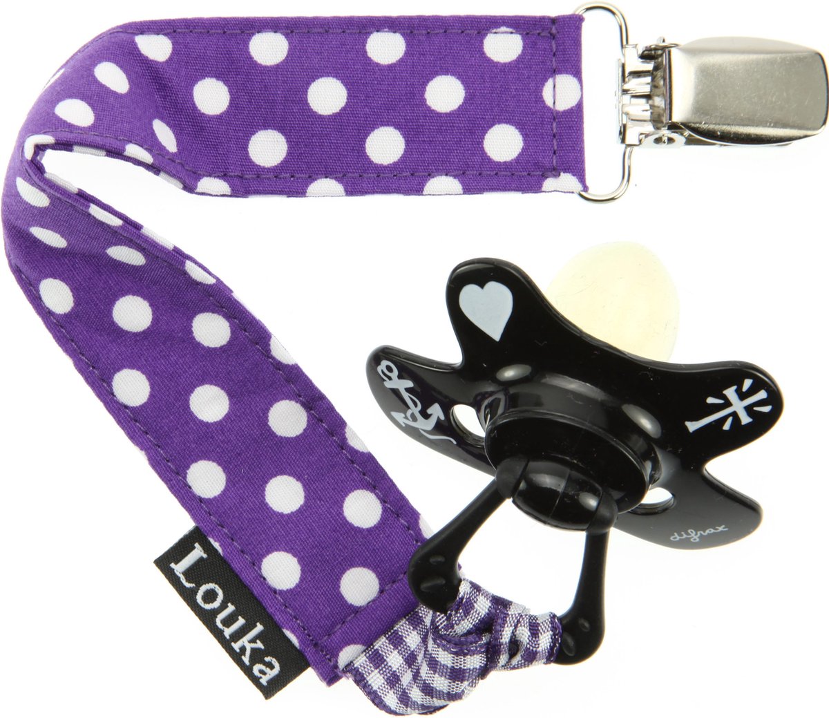 Goedkoopste Louka Speenkoord paars met witte stip - speenketting