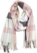 Dielay - Zachte Sjaal met Ruit - 180x70 cm - Lichtroze