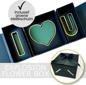 LOVELO®️ Explosion Flower Box I LOVE U - Luxe Geschenkdoos - Flowerbox - Giftbox - Explosion Box - 25 x 25 x 18 cm - Zwart - Exclusief Rozen