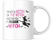 Mug Halloween avec texte : C'est madame la sorcière - rose | Décoration Halloween | Cadeaux drôles | Tasse de café | Gobelet à café | Tasse à thé | Tasse de thé