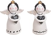 Keramiek engel zwart, wit 2-voudig, (B / H / D) 13x18x11cm