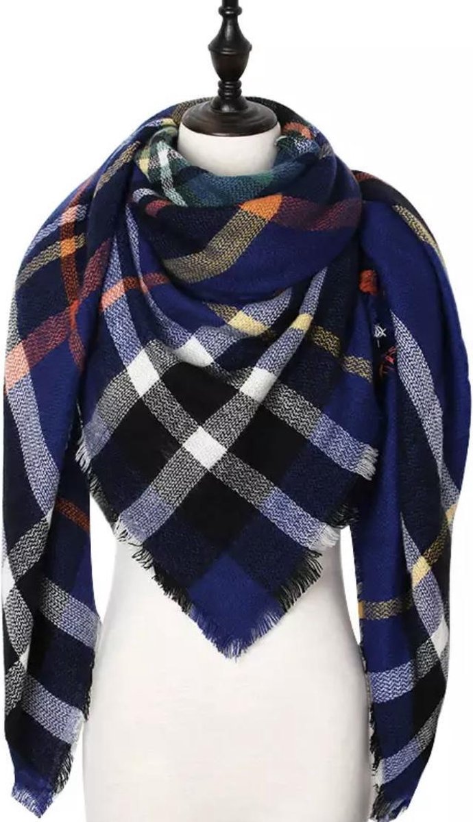Emilie scarves - sjaal - driehoeksjaal - geruit - blauw - winter sjaal