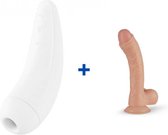 Satisfyer Curvy 2+ - Wit - Luchtdruk Vibrator + Stevige Realistische Dildo met Zuignap - 13.5cm