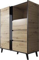 Meubella - Dressoir Fresh - Eiken - Zwart - 100 cm