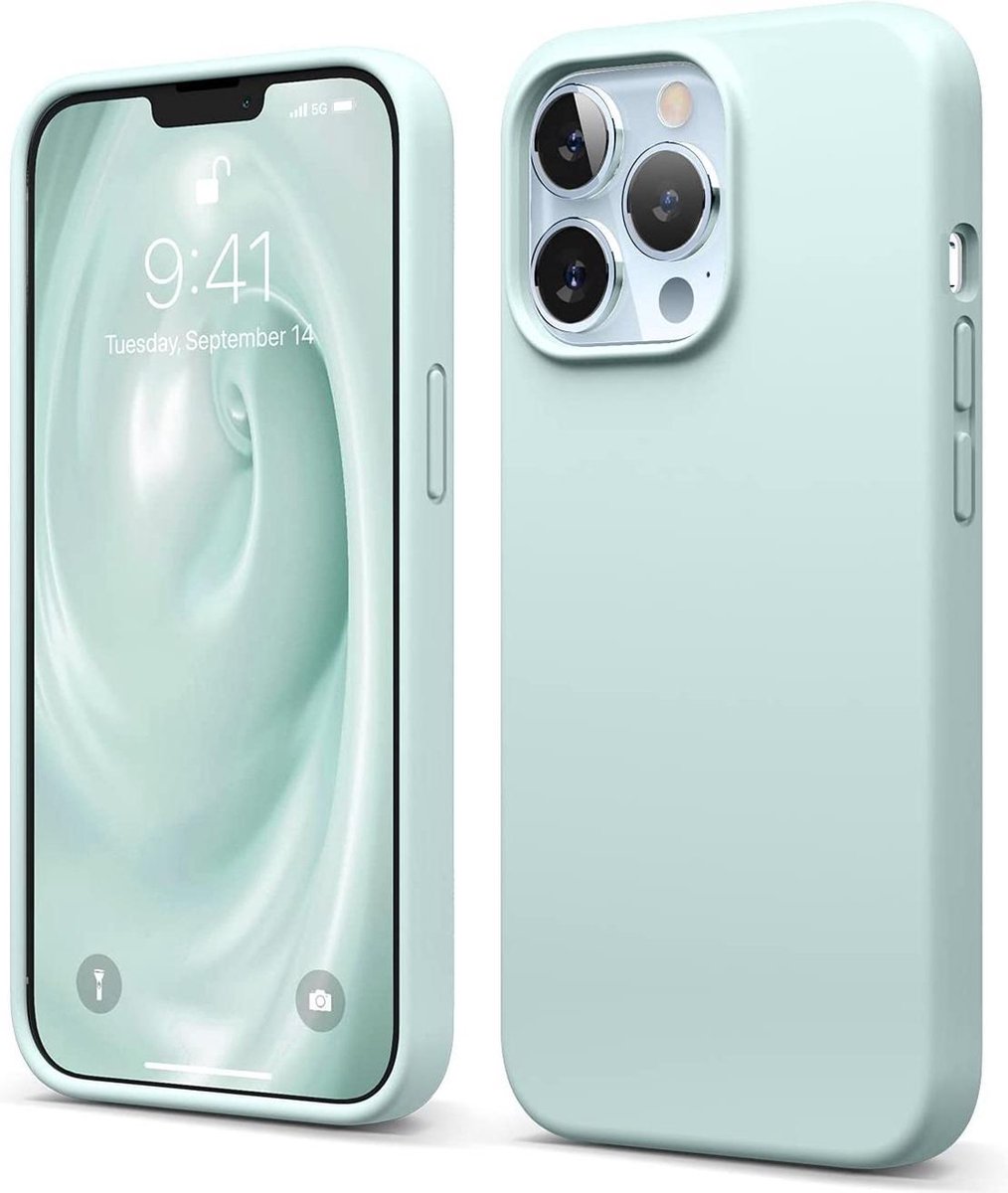 HB Hoesje Geschikt voor Apple iPhone 13 Pro - Turquoise - Siliconen Back Cover