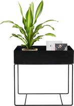 Loftey NORDIC Staande Plantenbak voor Binnen - boekenstandaard - Metaal plantenrek - 65x59x25cm - Zwart