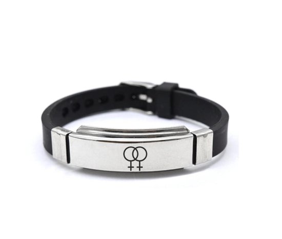 LGBTQ Armband|Regenboog Armband|Gay Pride|LGBT|Verstelbaar|Cabantis|Zwart-Double-Female-symbool